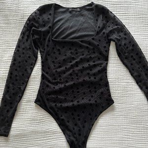 Black Polka Dot Sheer Bodysuit